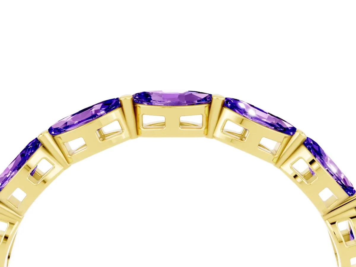 Marquise Tanzanite Eternity Band with U-Prong Setting Yellow gold