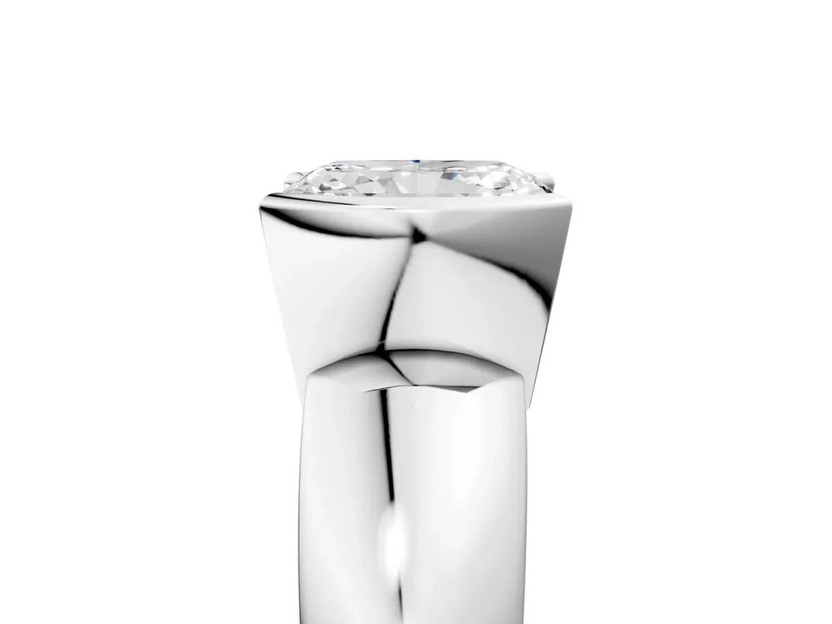 Radiant Cut Solitaire Tension Set Diamond Ring with Wide Band Platinum