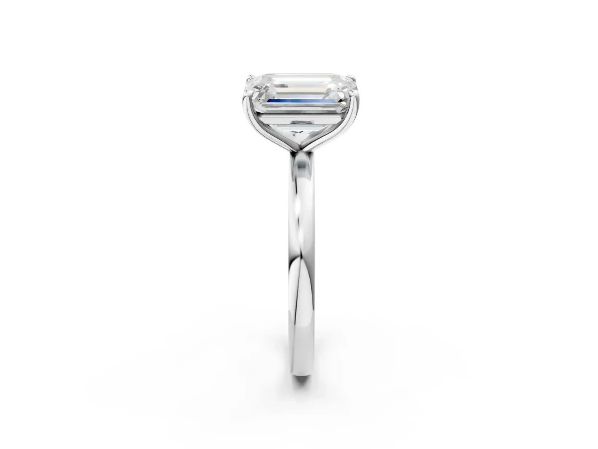 Fancy Blue Heart Cut and Emerald Cut Toi Moi Ring with Prong Setting White gold