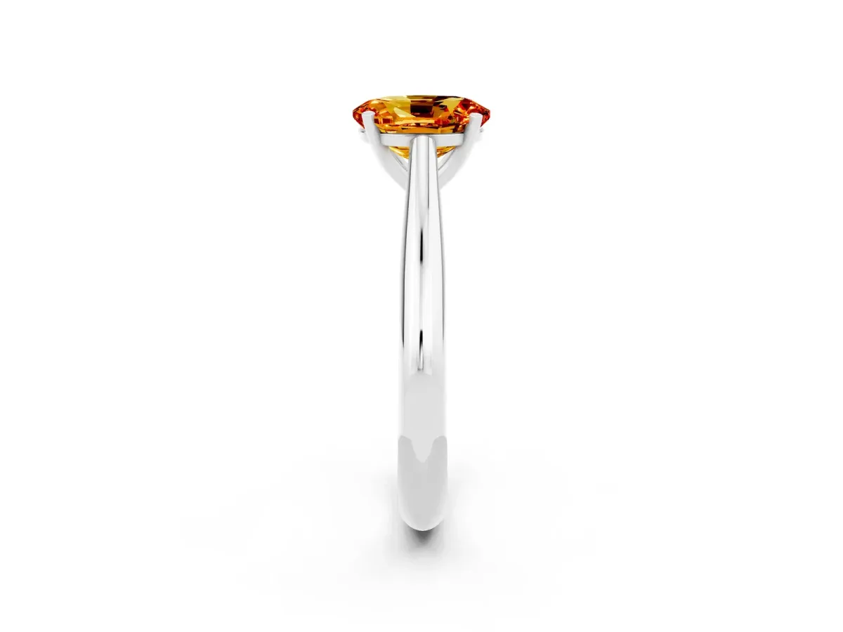Oval Cut Citrine Solitaire Engagement Ring with Cathedral Setting and Four-Prong Mount White gold