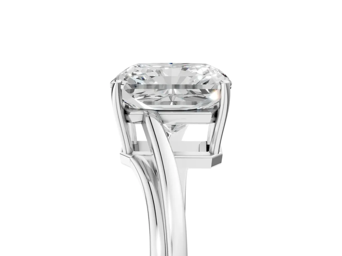 Radiant Cut Cut Solitaire Twist Band Ring with Four-Prong Setting Platinum