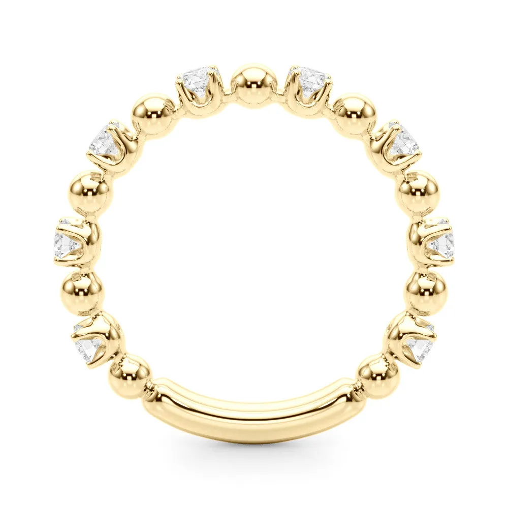 Round Bezel Set Diamond Eternity Band with Prong Setting Yellow gold