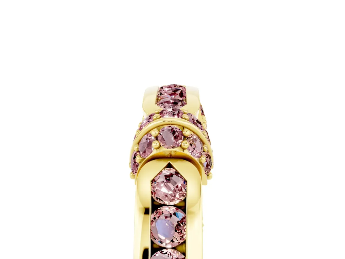 Pavé Round Morganite Link Band with Bezel Setting Yellow gold