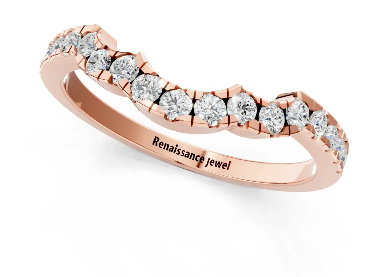 Curved Diamond Pavé Round-Cut Contour Band Rose gold