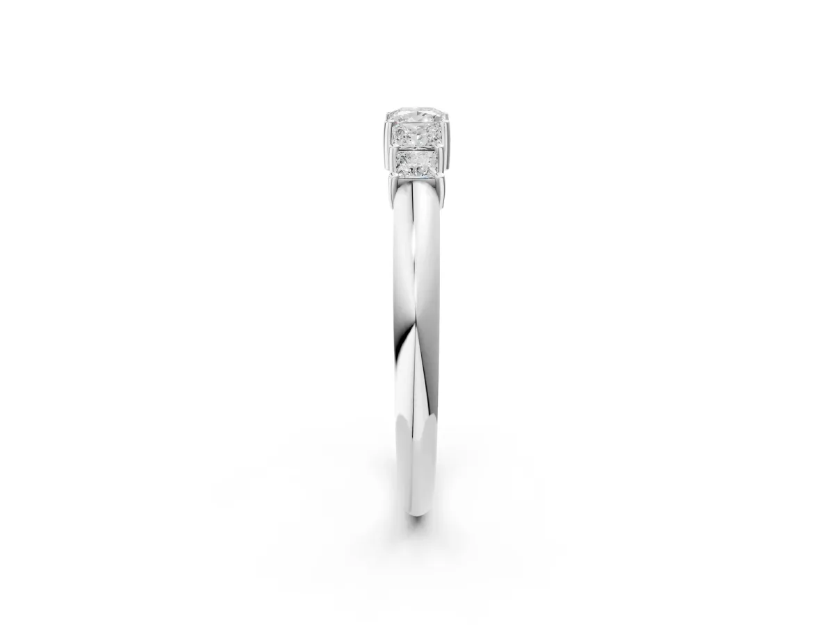 Princess Cut Five-Stone Prong Set Diamond Band Silver