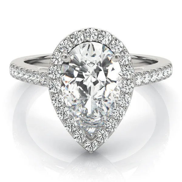 Asscher Cut Diamond Halo Ring with Round Pavé Split Shank and Prong Setting Platinum