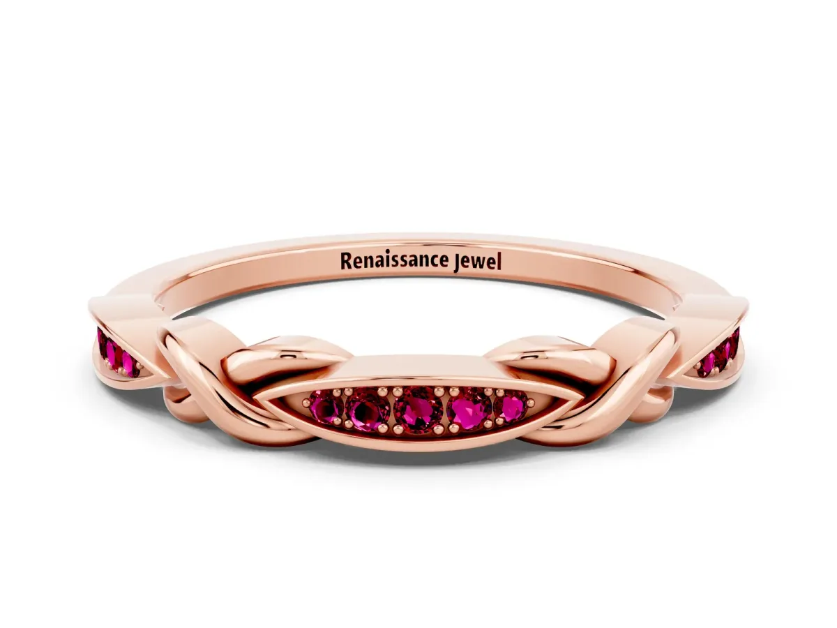 Twisted Marquise Garnet Pavé Band with Shared Prong Setting Rose gold