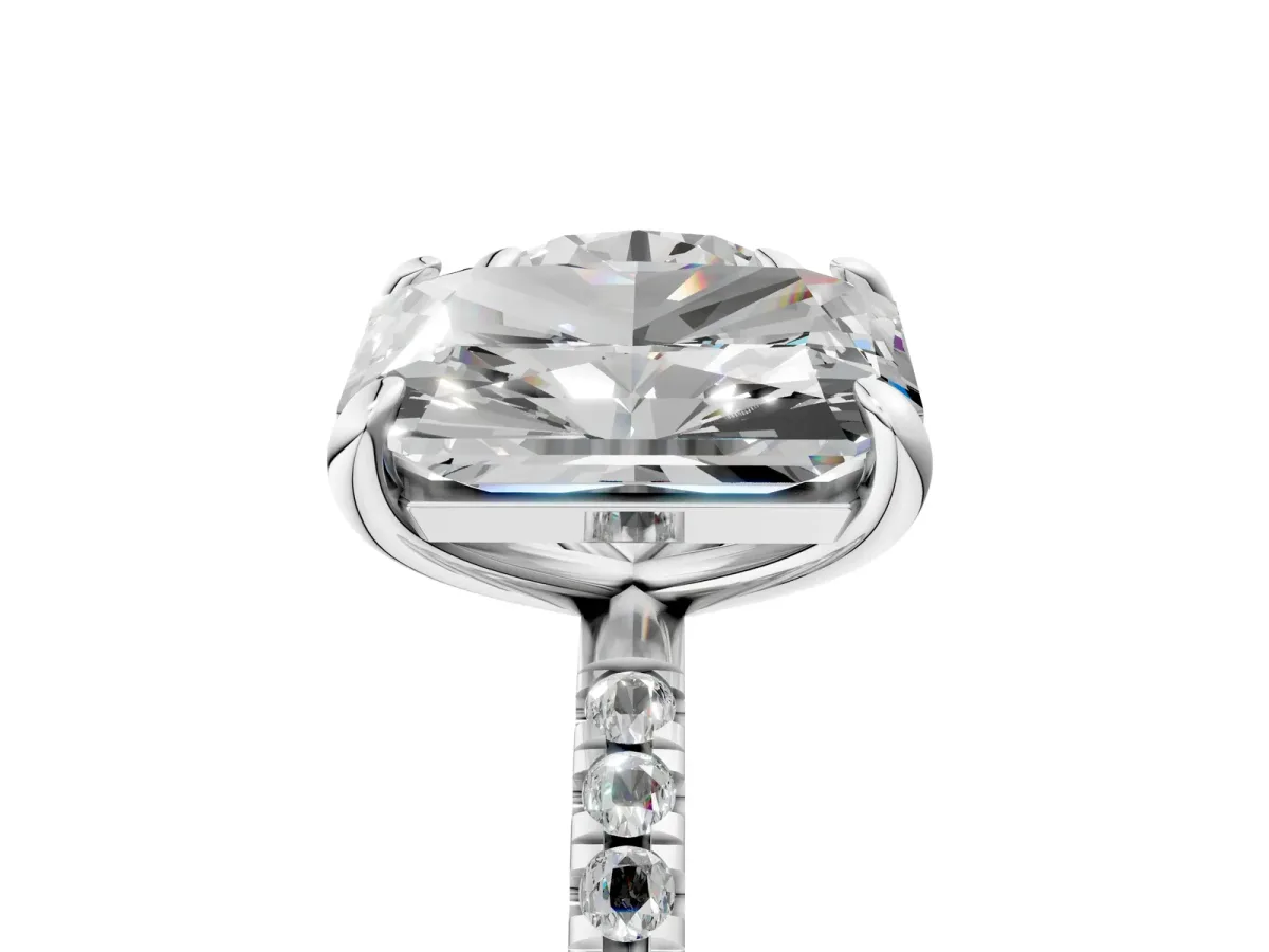 Round and Radiant Toi Moi Ring with Prong Setting and Pave Band Silver
