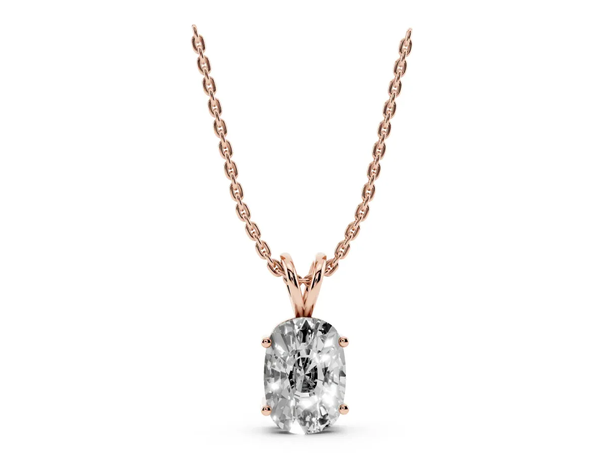 Old Mine Cushion Diamond Solitaire Pendant with Four Prong Setting Rose gold