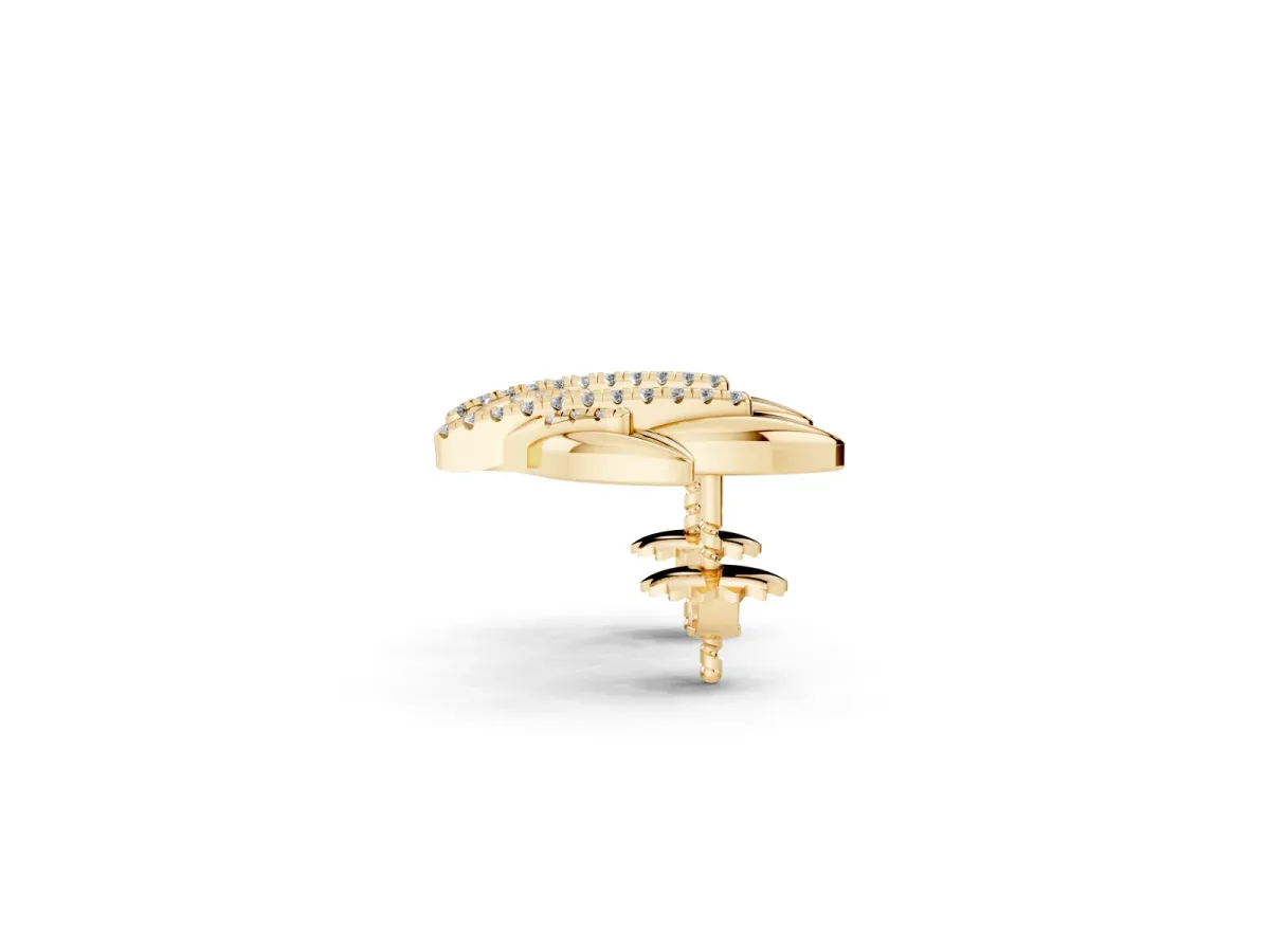 Round Diamond Olive Branch Stud Earrings Yellow gold