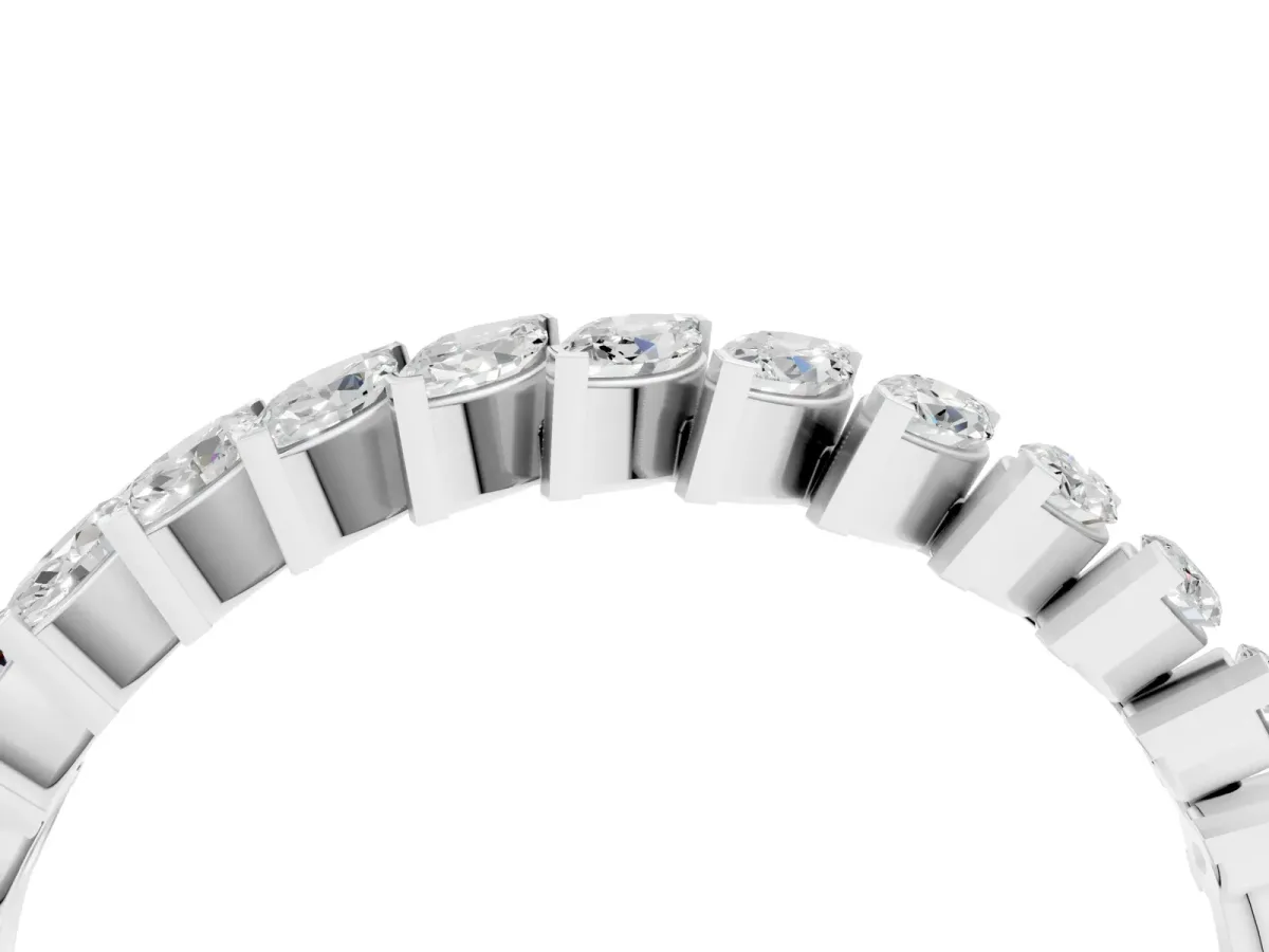 Marquise Diamond Half-Eternity Band with Shared Prong Setting Silver