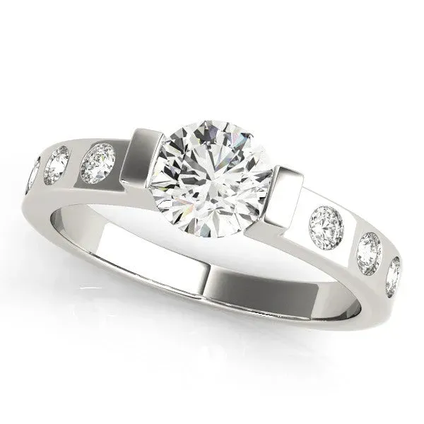 Radiant Cut Brilliant Channel-Set Diamond Ring with Bezel Prong Setting Platinum