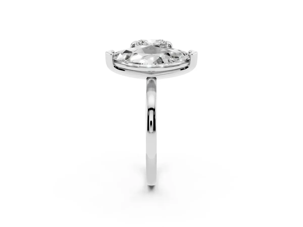 Cushion and Marquise Toi Moi Ring with Prong Setting and Plain Band White gold