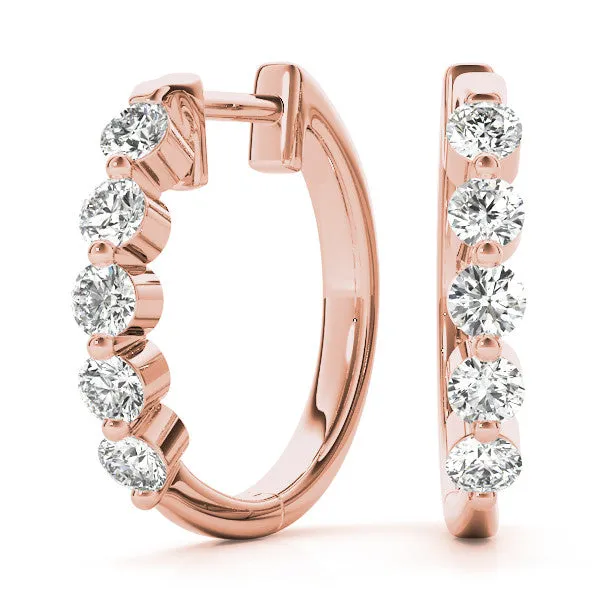 Round Diamond Prong-Set Hoop Earrings Rose gold