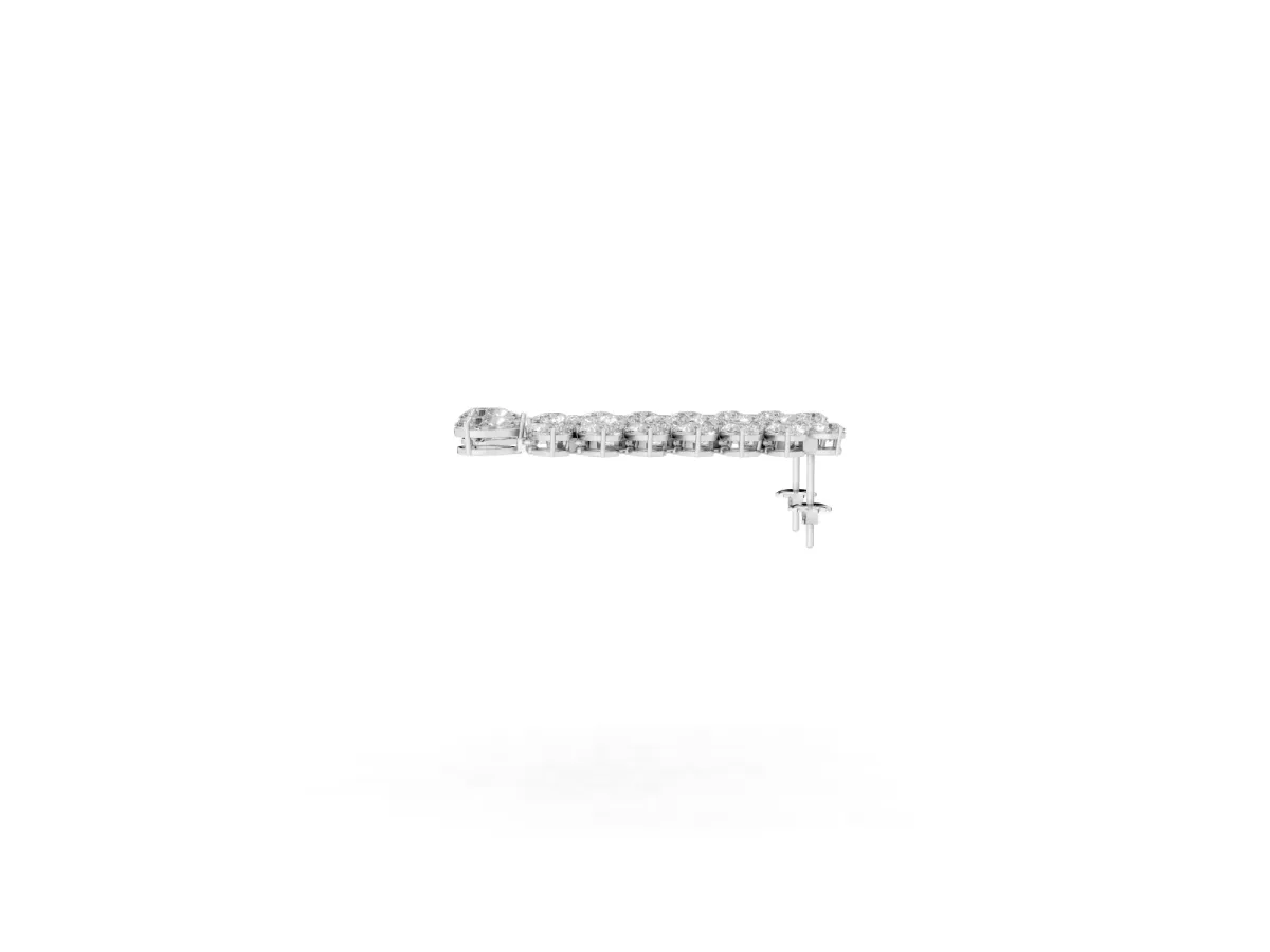 Pear Diamond Cascading Leaf Drop Earrings Platinum