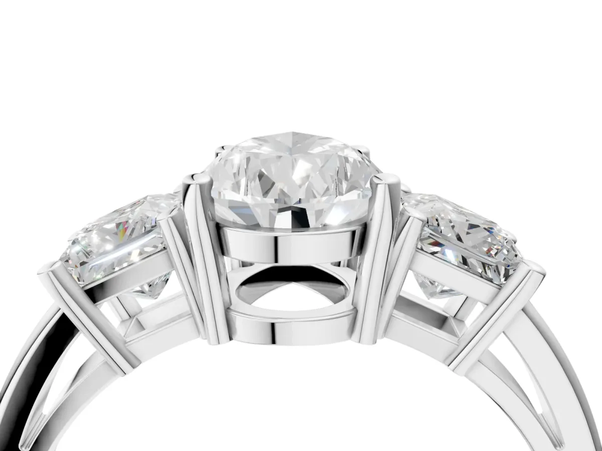 Three-Stone Pear Cut Cut Solitaire Ring with Prong Setting White gold