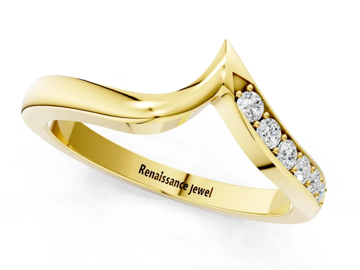 Chevron Diamond Pavé Twist Band Yellow gold