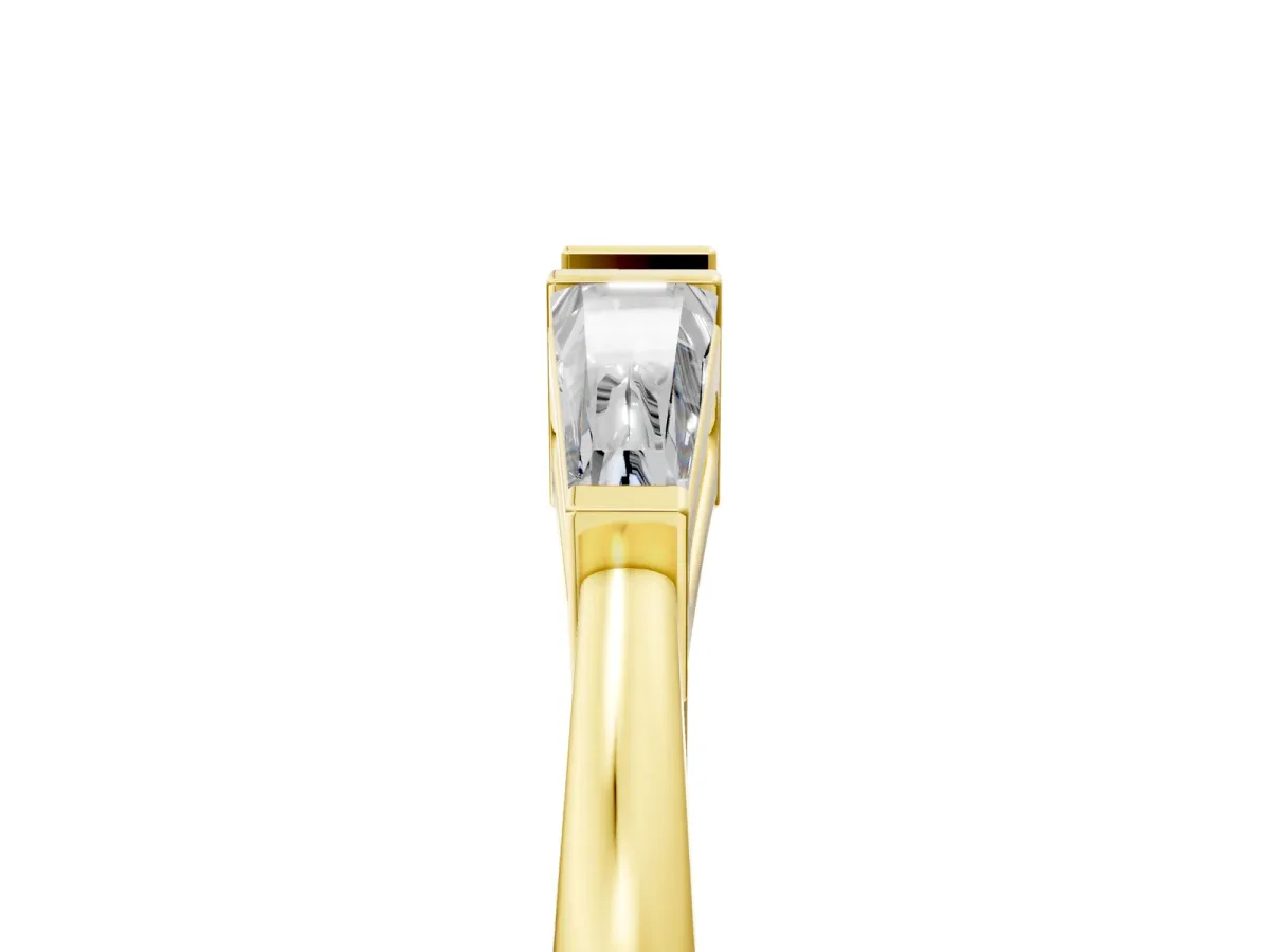 Baguette Diamond Open Band with Bar Prong Setting Yellow gold