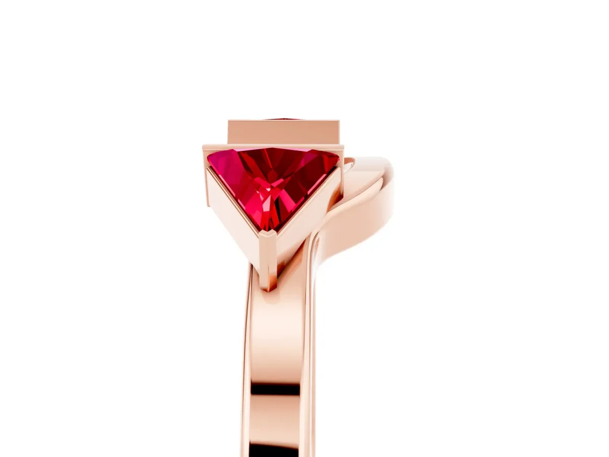 Trillion Ruby Open Band Ring with Bezel Setting Rose gold