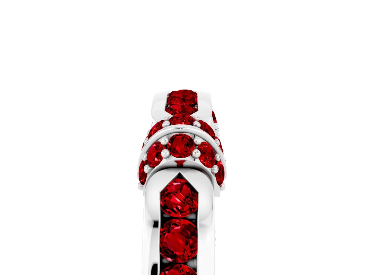Pavé Round Ruby Link Band with Bezel Setting Platinum