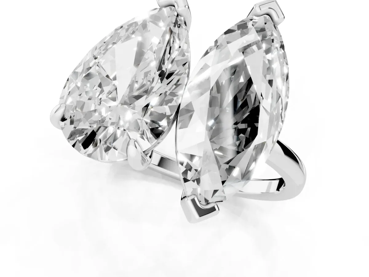 Pear and Marquise Toi Moi Ring with Prong Setting and Plain Band Silver