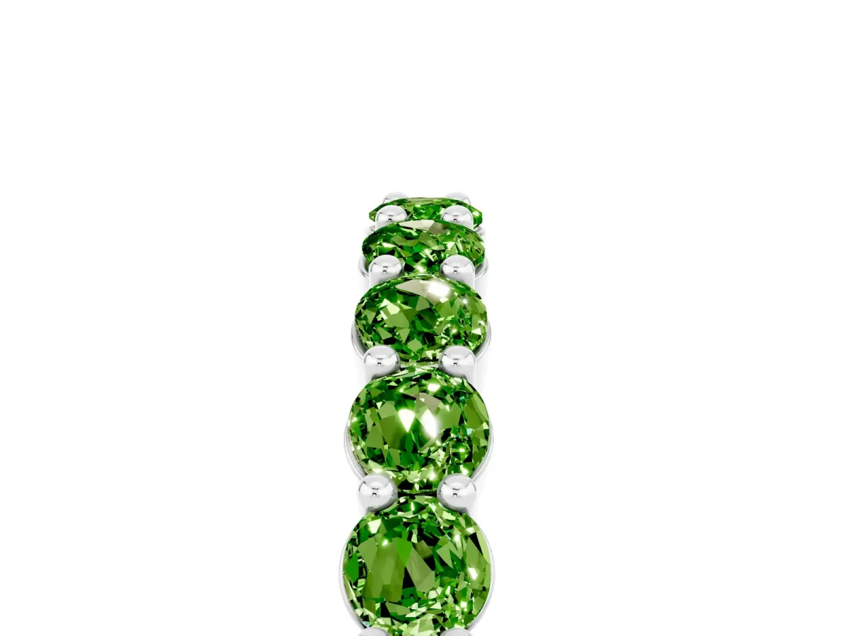 Round Peridot Half Eternity Band with Prong Setting Silver