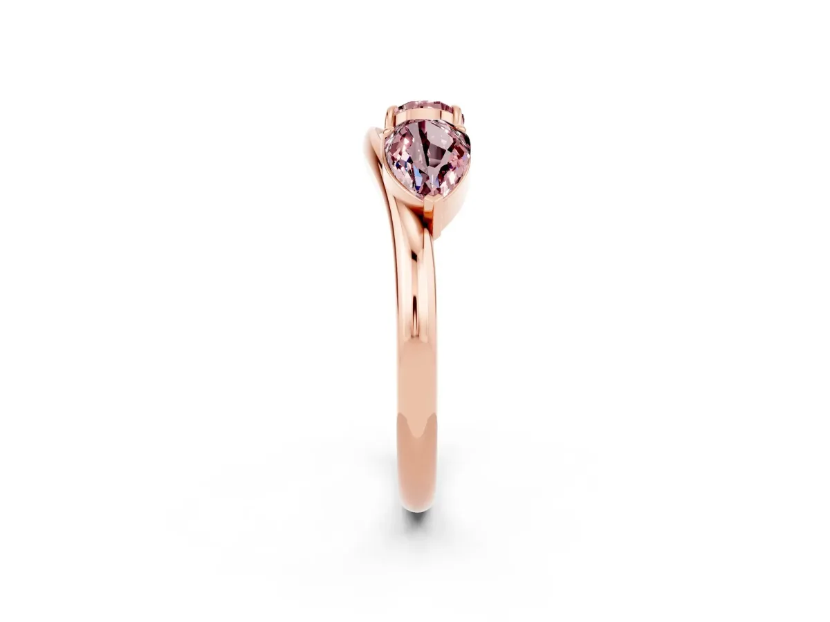 Two-Stone Pear Morganite Bypass Ring with Prong Setting Rose gold