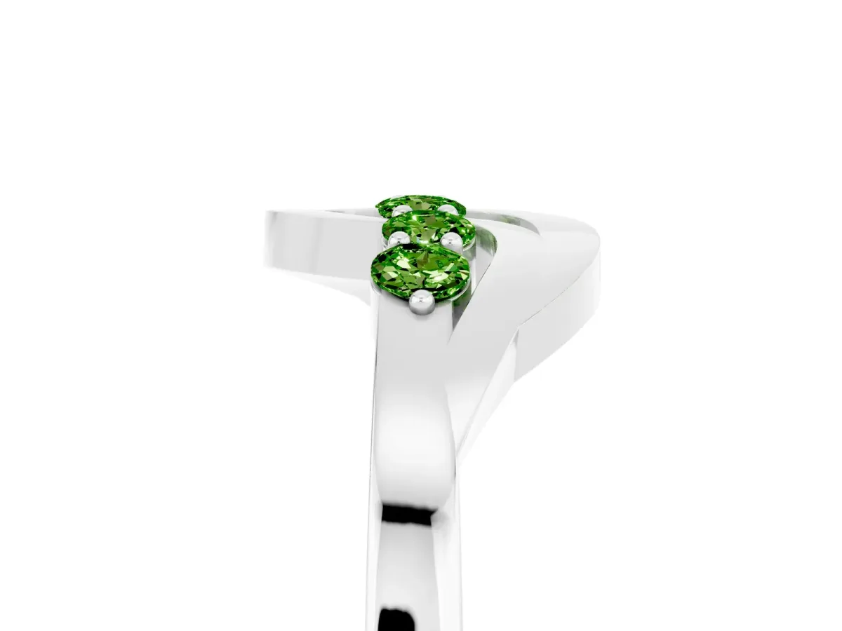 Five-Stone Round Peridot Crossover Band with Prong Setting White gold