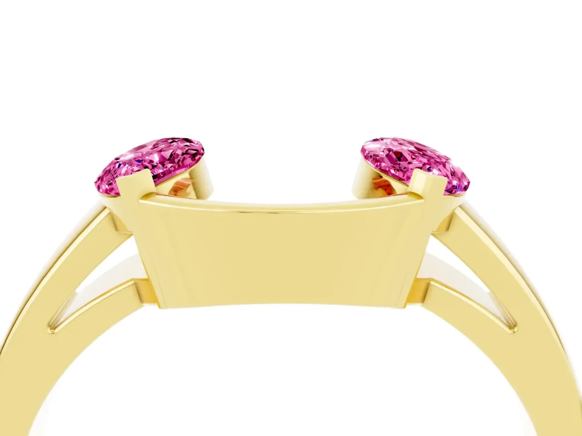 Marquise Pink Sapphire Open Band Ring with Tension Setting Yellow gold