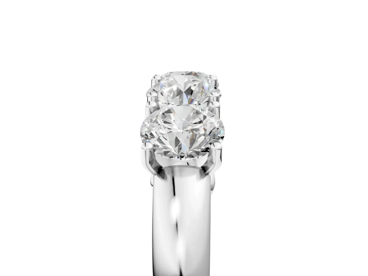 Four-Stone Round Cut Diamond Prong-Set White Gold Band Silver