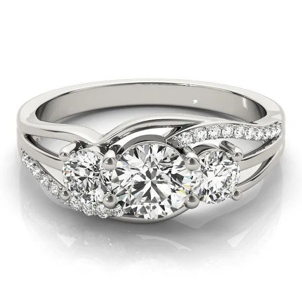 Three-Stone Asscher Cut Cut Diamond Split Shank Prong Set Ring Platinum