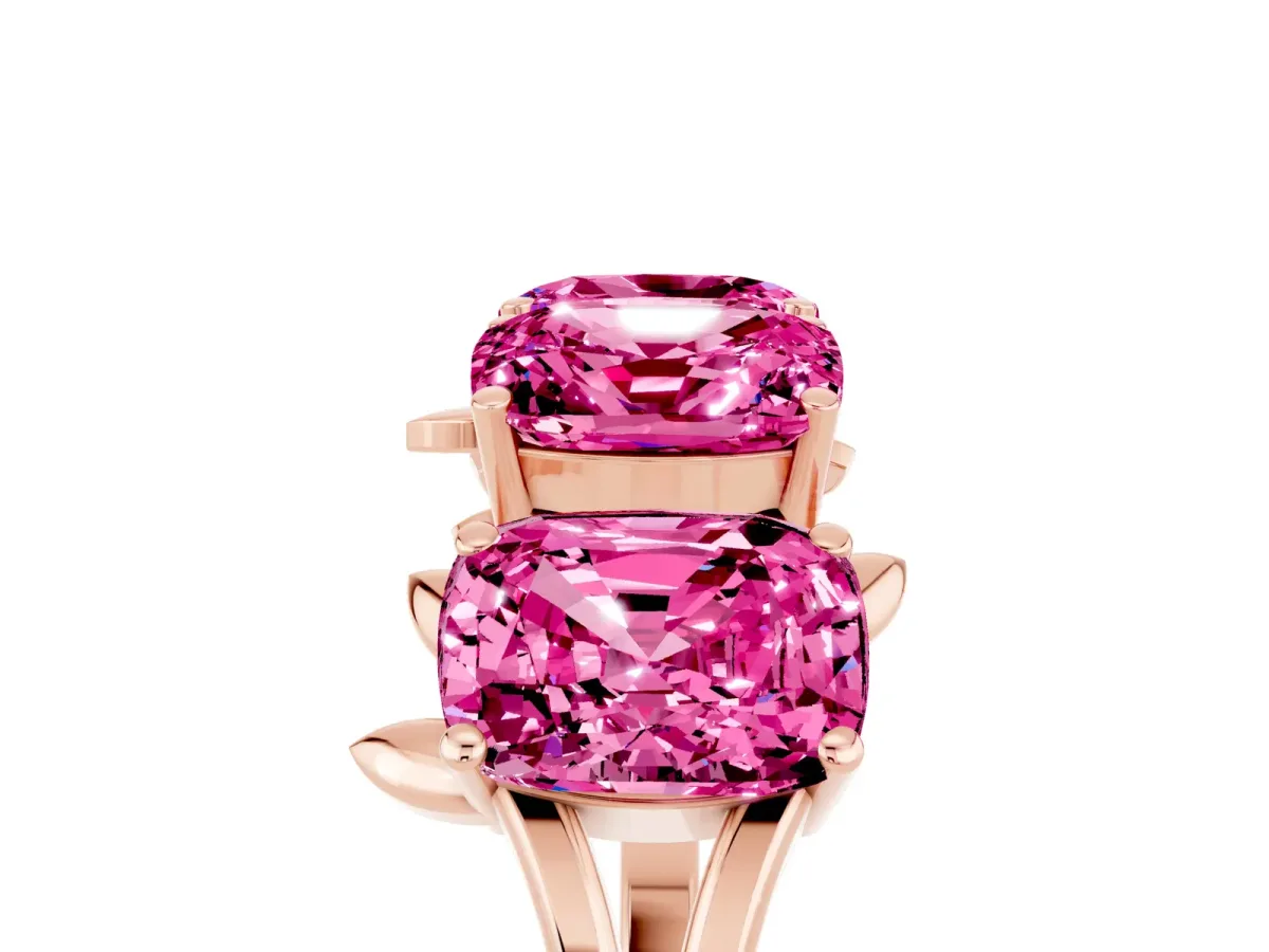 Emerald Cut Pink Sapphire Prong-Set Half Eternity Band Rose gold
