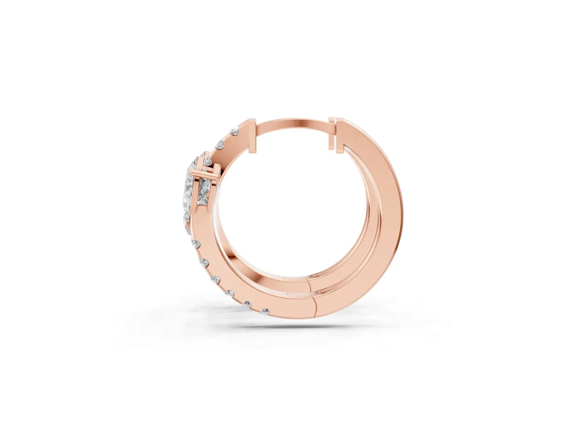 Pear Cut Diamond Bypass Huggie Hoop Earrings Rose gold