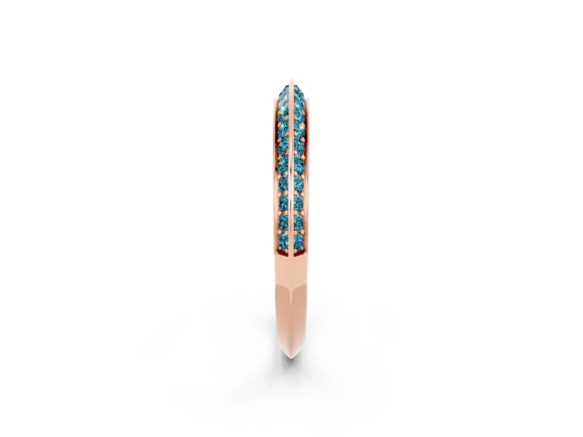 Double Row Pavé Round Blue Topaz Eternity Band with Channel Setting Rose gold