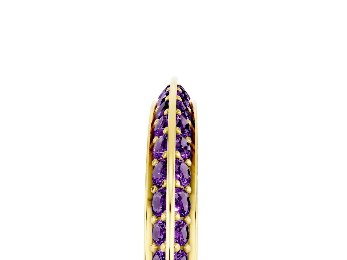 Double Row Pavé Round Amethyst Eternity Band with Channel Setting Yellow gold