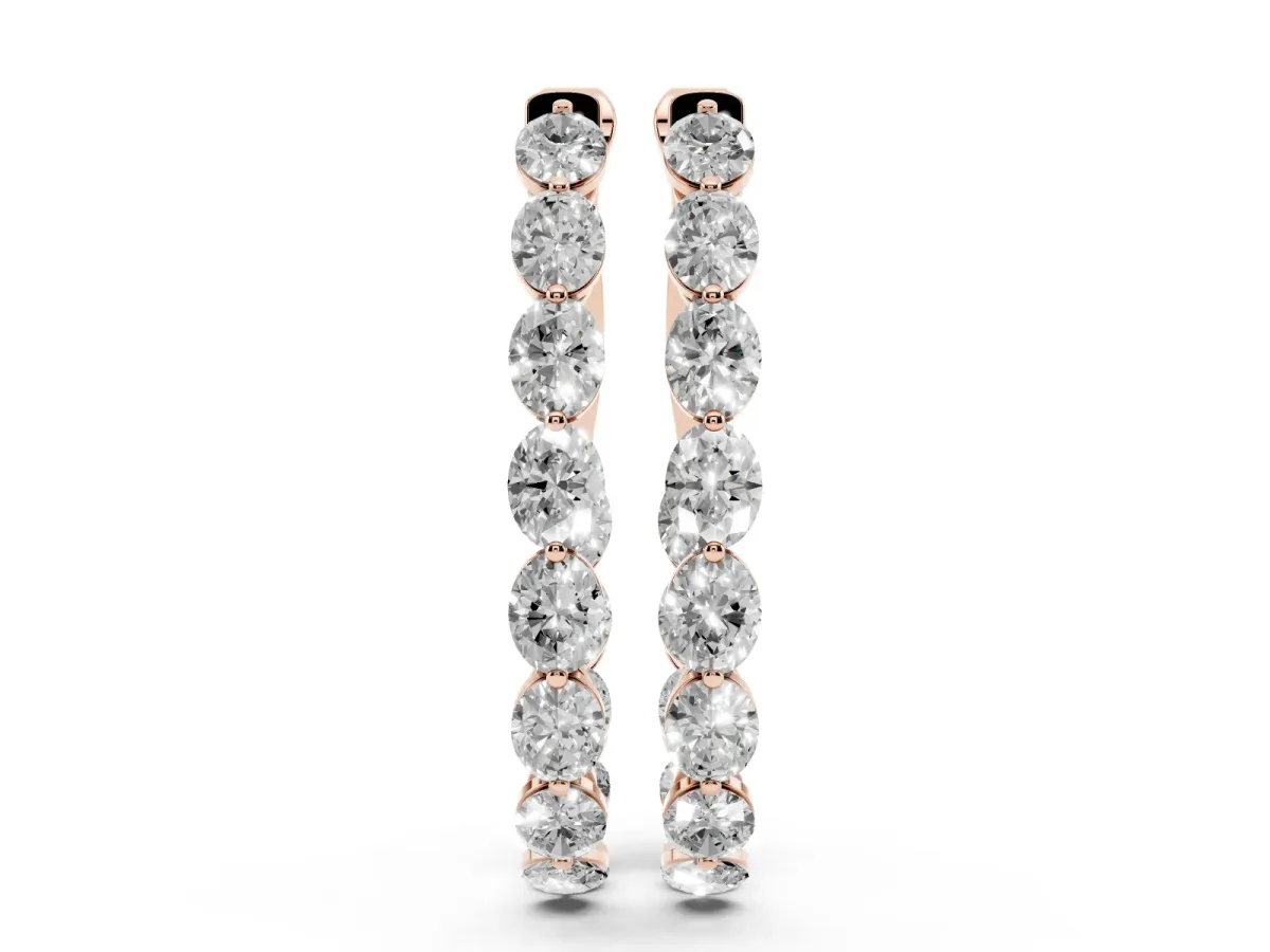 Oval Cut Diamond Inside-Out Hoop Earrings Rose gold