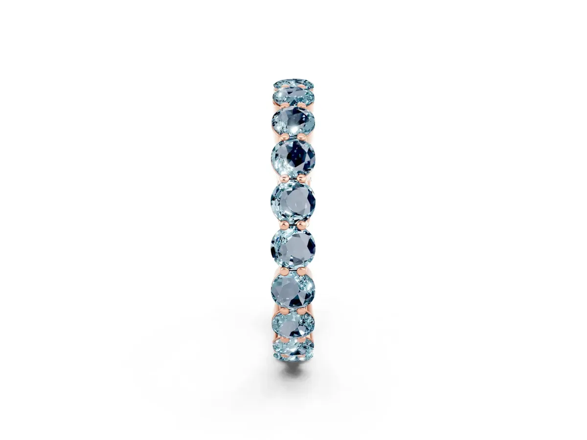 Round Aquamarine Eternity Band with U-Prong Setting Rose gold
