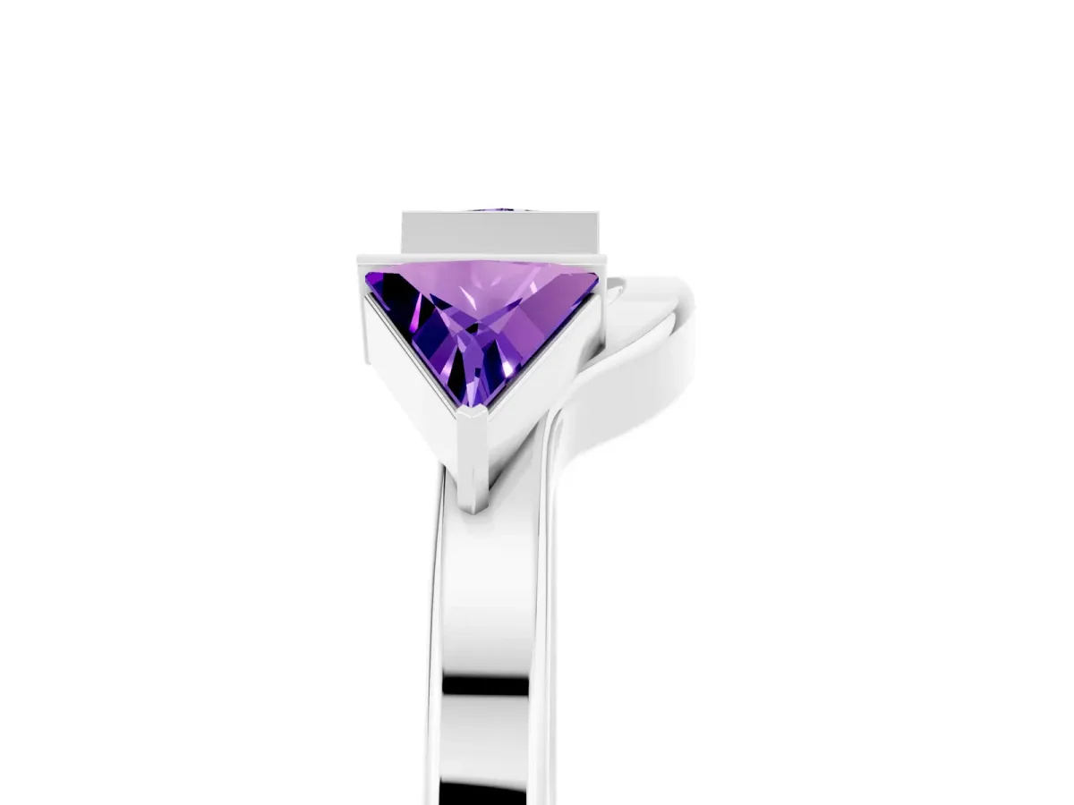 Trillion Tanzanite Open Band Ring with Bezel Setting Platinum