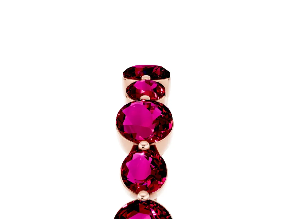 Round Garnet Scalloped Prong Set Eternity Band Rose gold