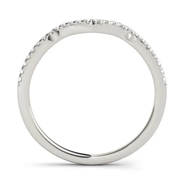 Pavé Round Diamond Curved Band with Micro Prong Setting White gold