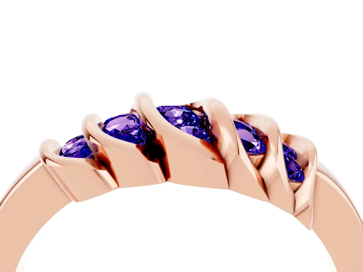Round Tanzanite Multi-Row Crossover Band Rose gold