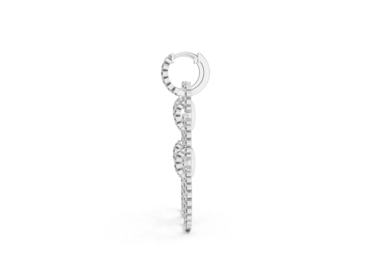 Round Diamond Multiway Open Circle Statement Earrings Silver