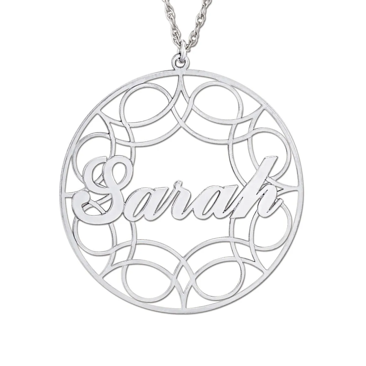 Sarah Round Filigree Pendant White gold