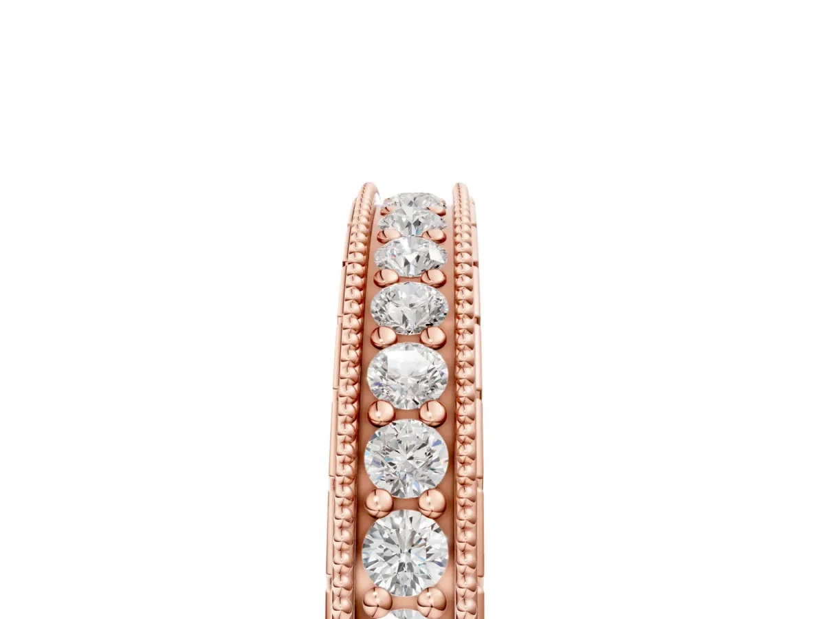 Round Cut Diamond Milgrain Bezel Set Eternity Band Rose gold