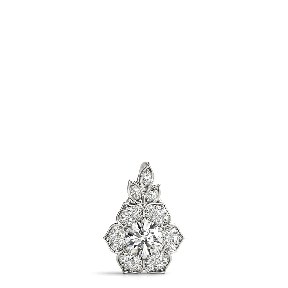 Round Brilliant Flower Cluster Pendant with Prong Setting Silver