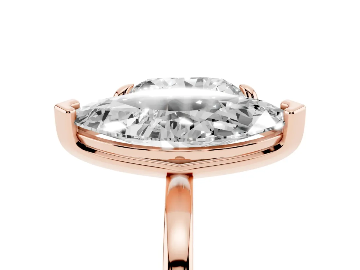 Heart and Marquise Toi Moi Ring with Prong Setting and Micro Pave Band Rose gold