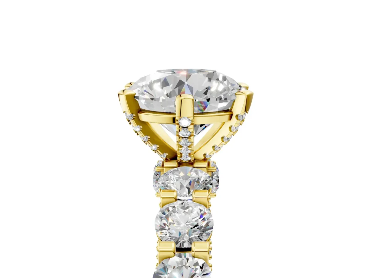 Round Diamond Mens Ring with Graduated Side Stones Yellow gold