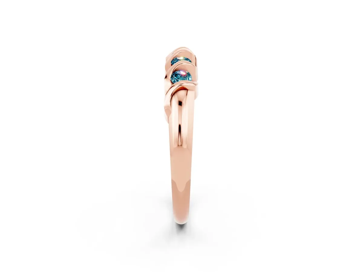 Round Blue Topaz Eternity Band with Twist Prong Setting Rose gold