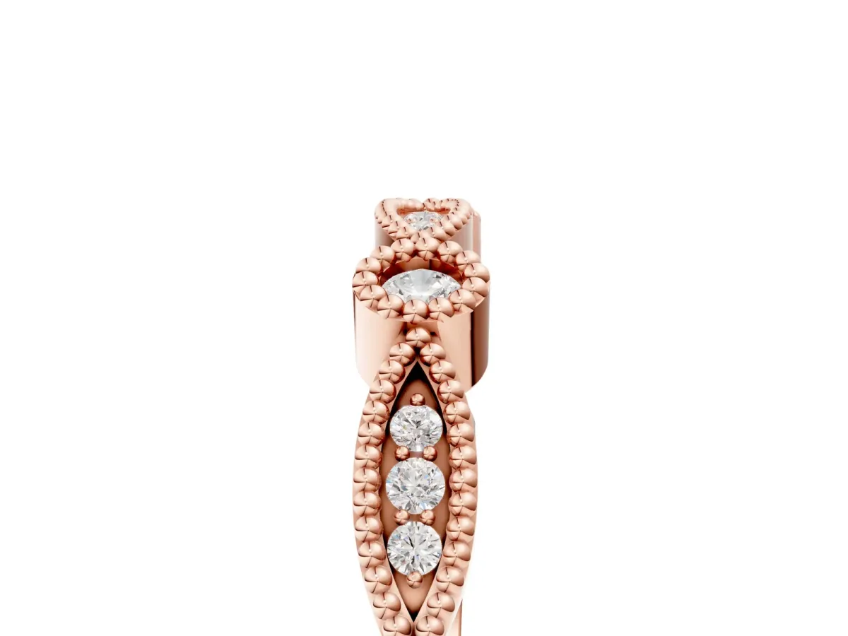 Milgrain Bezel and Marquise Diamond Band Rose gold