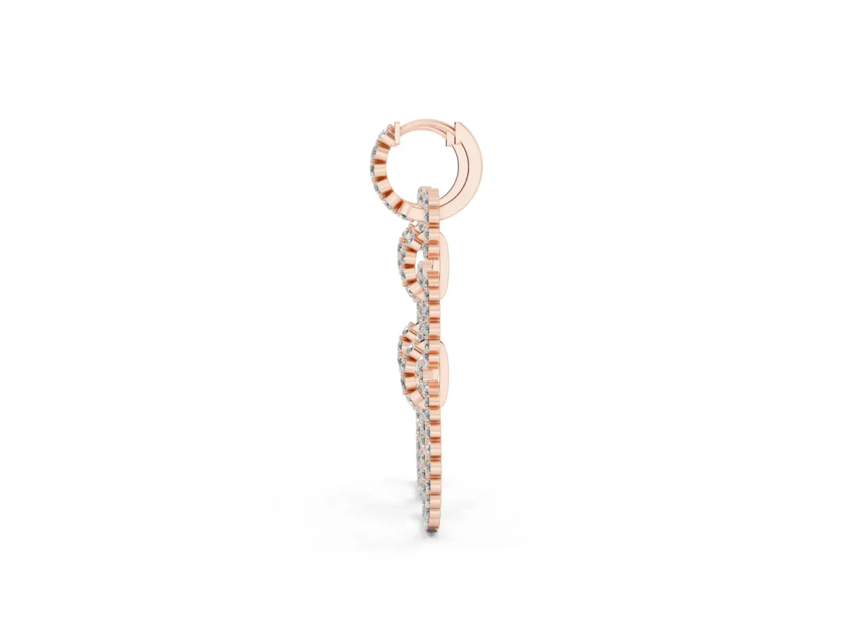 Round Diamond Multiway Open Circle Statement Earrings Rose gold
